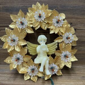 VTG Hanging Christmas Angel Wreath, Lights Up WORKS